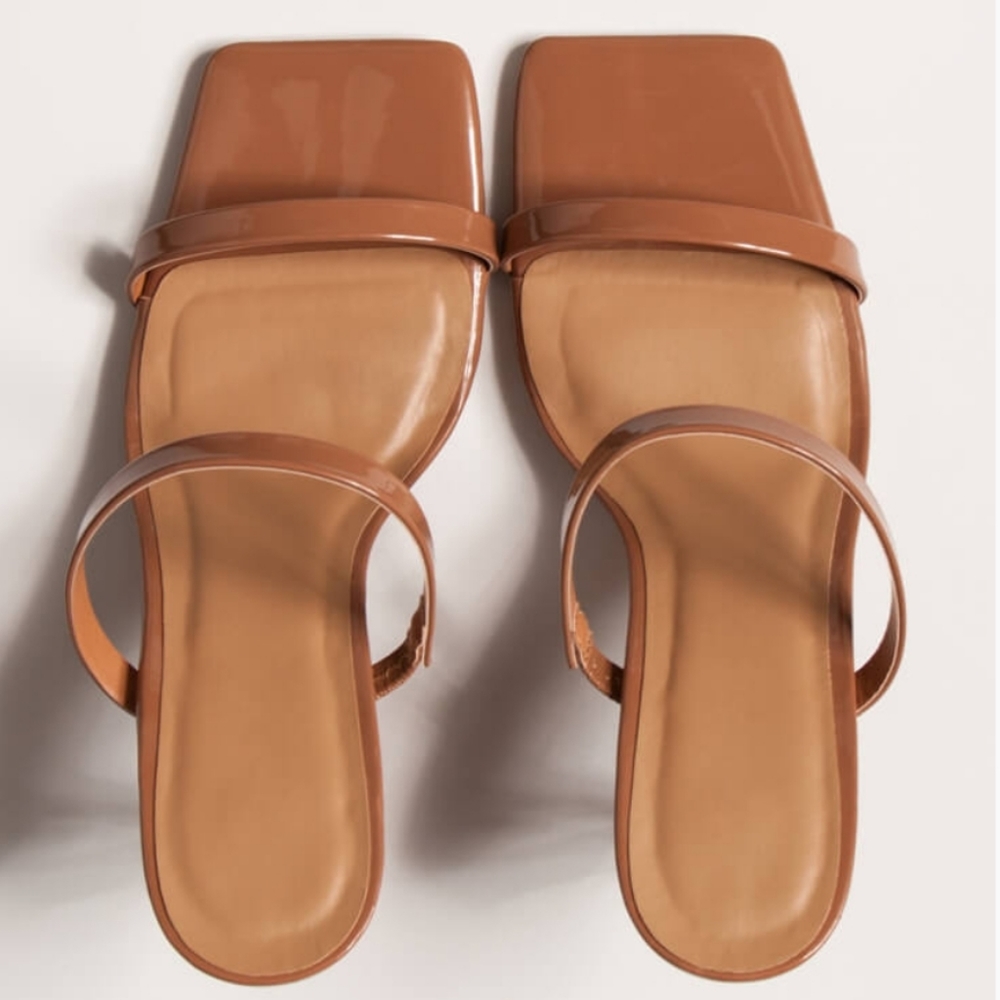 Anne Michelle 6.5 Tan Two-Strap Heels